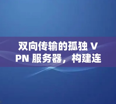 双向传输的孤独 VPN 服务器，构建连接的孤独灵魂