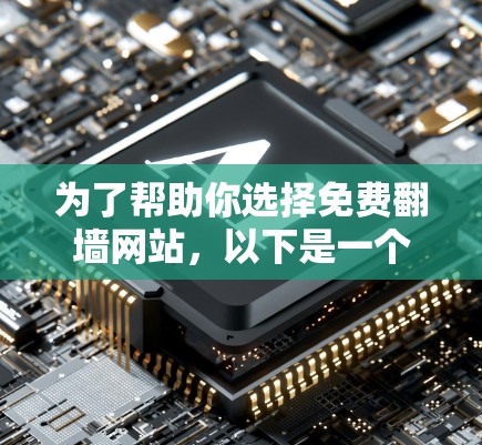 为了帮助你选择免费翻墙网站，以下是一个推荐榜单，涵盖常见需求和适用场景